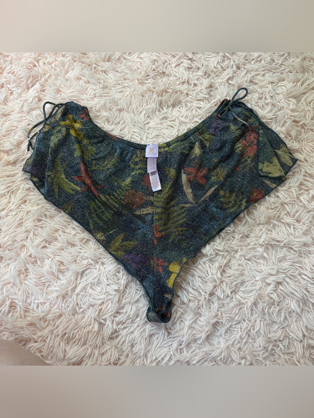 Savage X Fenty Black Metallic Tropical Floral High-Cut sleep shorts